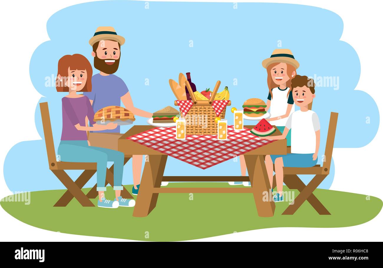 Summer Picnic Cartoon