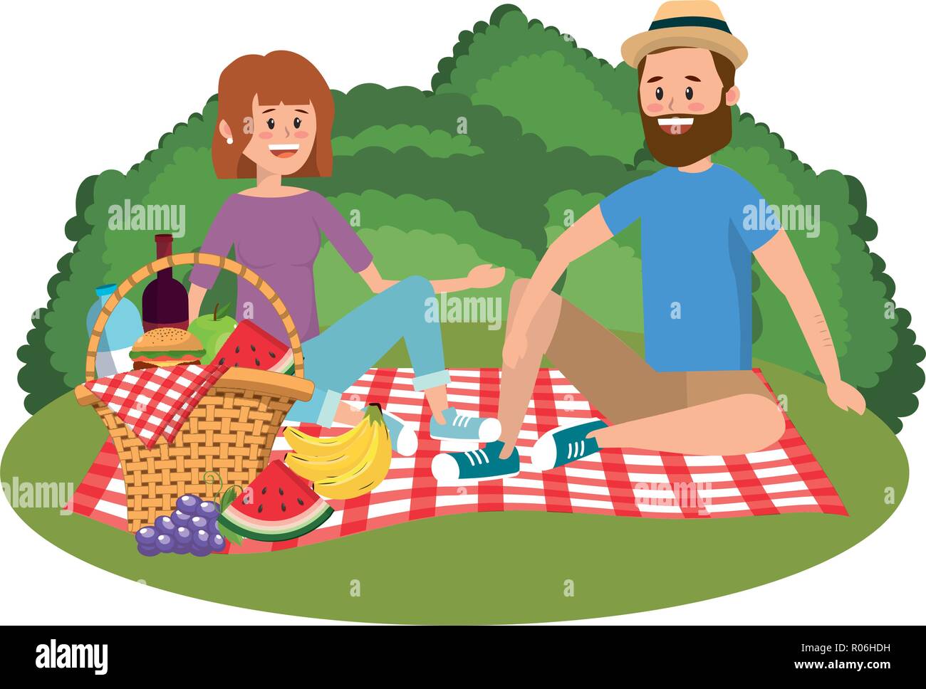 Young couple having picnic cartoon scenery vector illustration graphic  design Stock Vector Image & Art - Alamy
