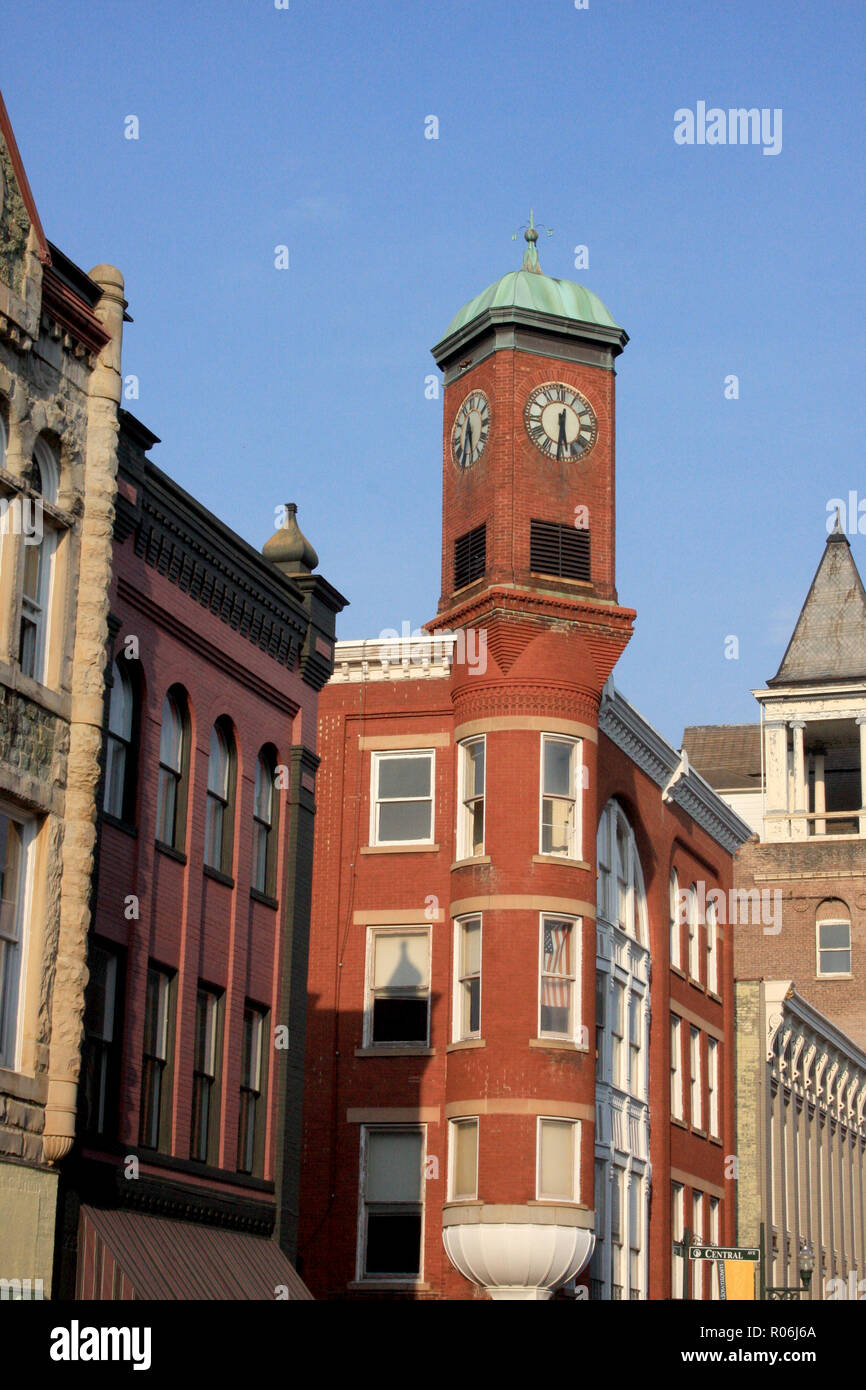 Queen Anne Clock Tower in downtown Staunton, VA, USA Stock Photo Alamy
