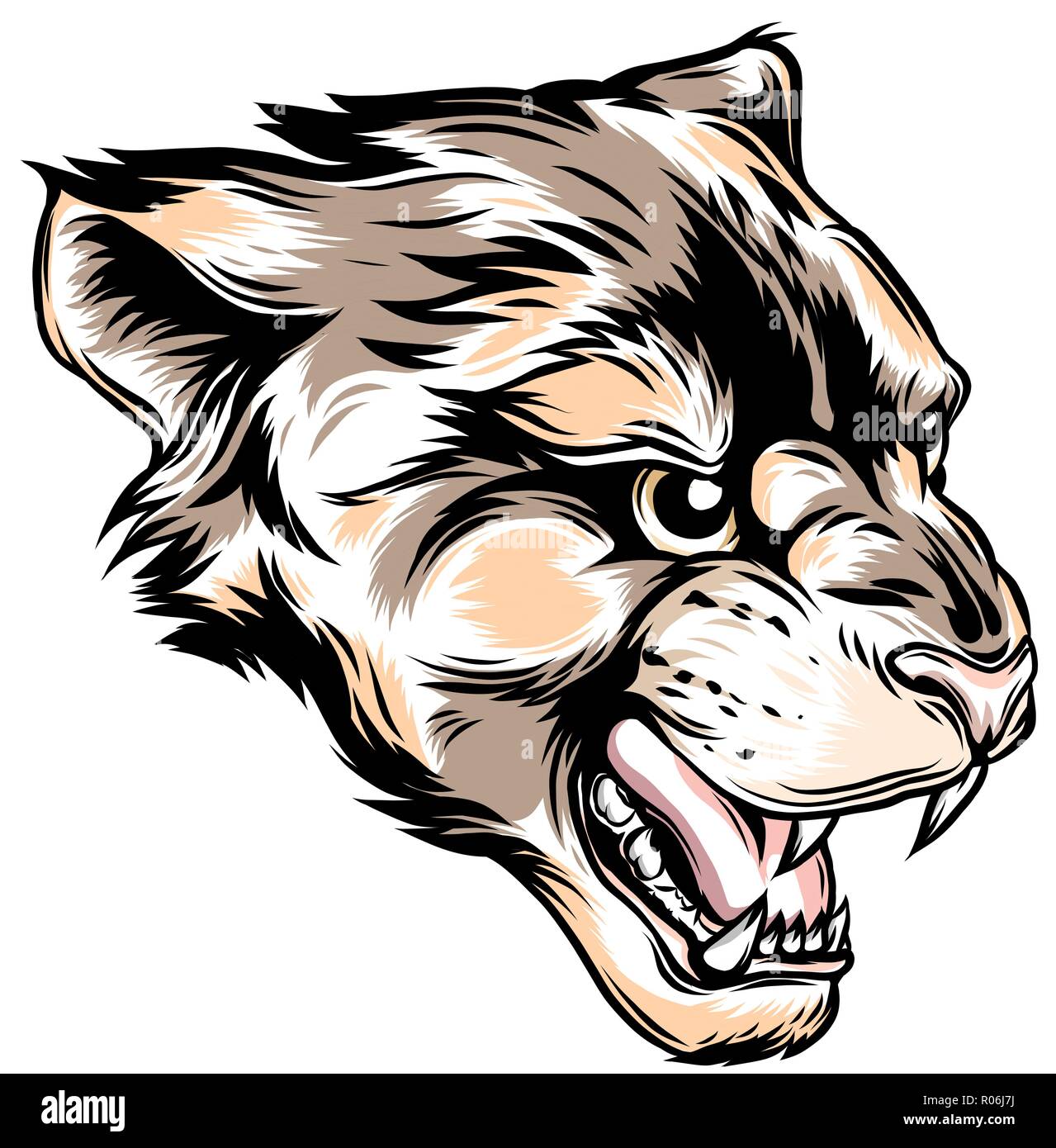 Cougar Panther Mascot Head Vector Graphic illustration Stock Vector