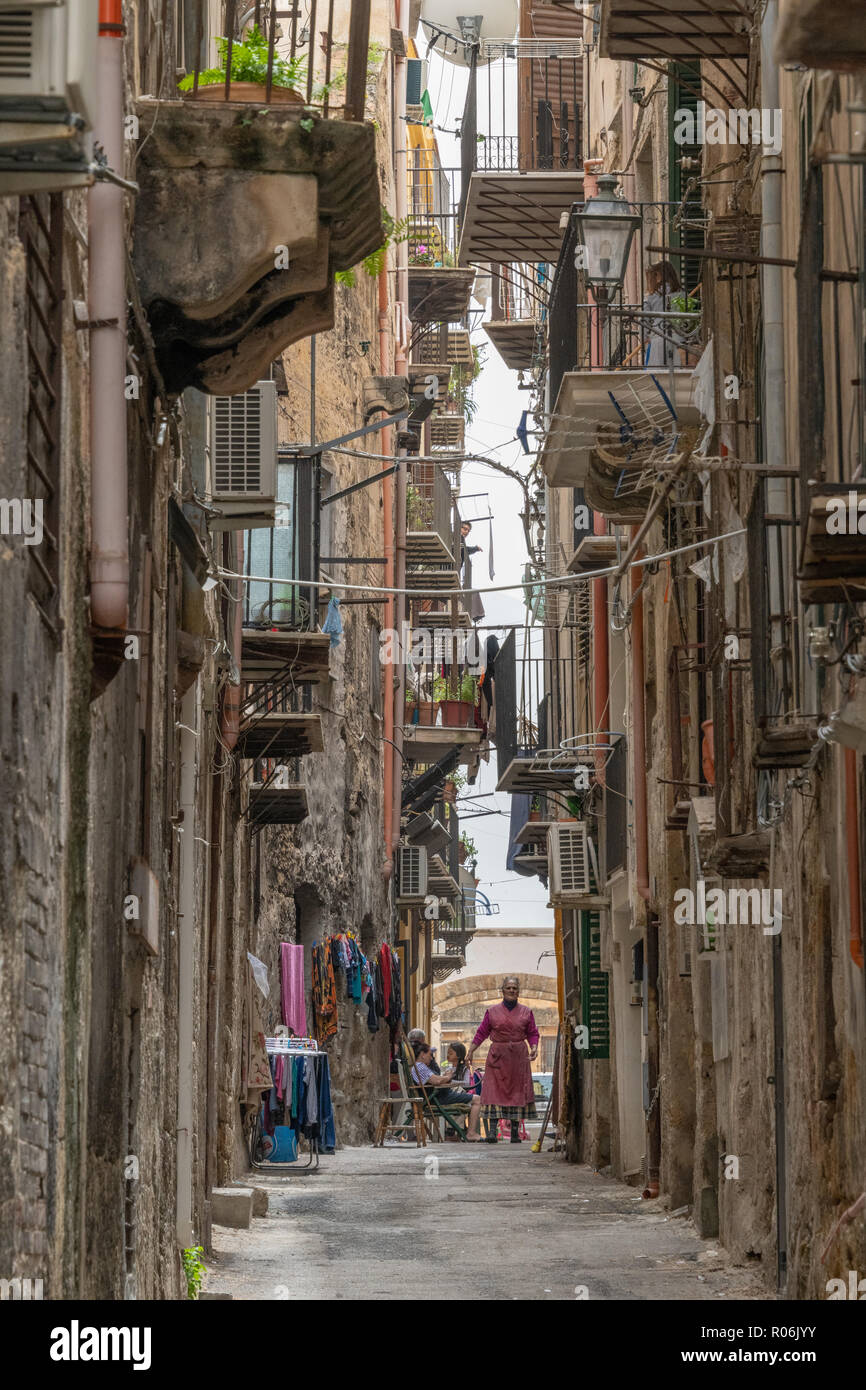 Street Scene of Windows and Balconies, Palermo, Sicily Stock Photo - Alamy