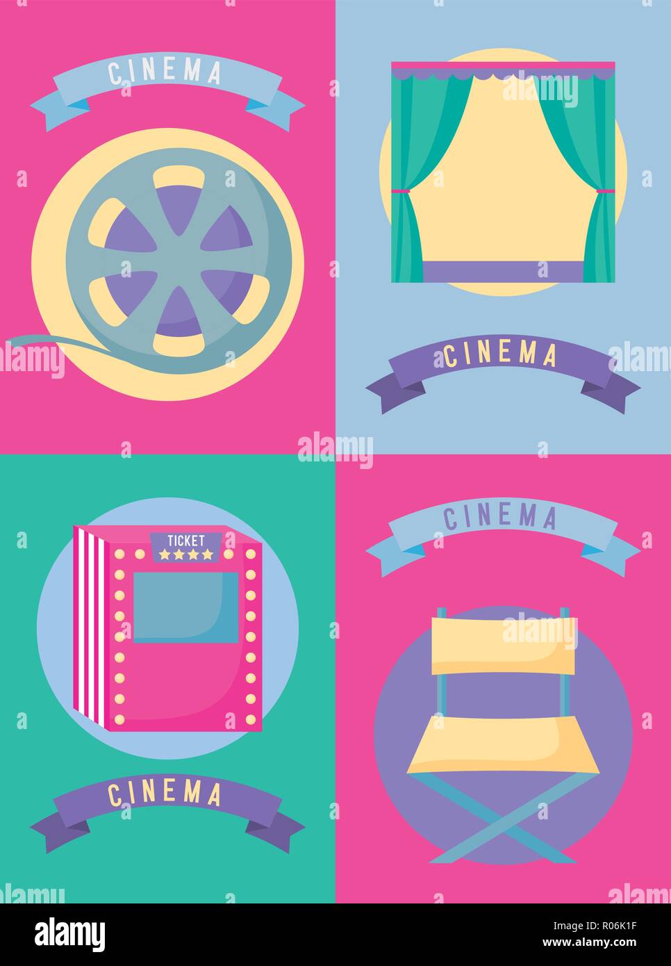 set icons of cinema film vector illustration design Stock Vector Image ...