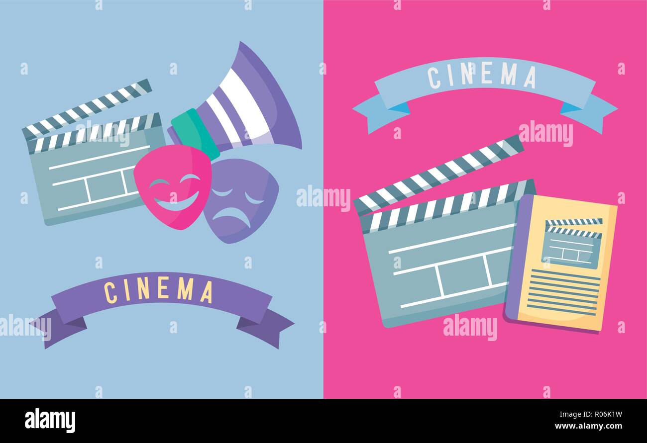 set icons of cinema film vector illustration design Stock Vector Image ...