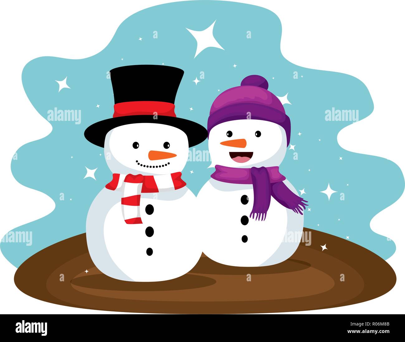 cute snowmen christmas characters vector illustration design Stock ...