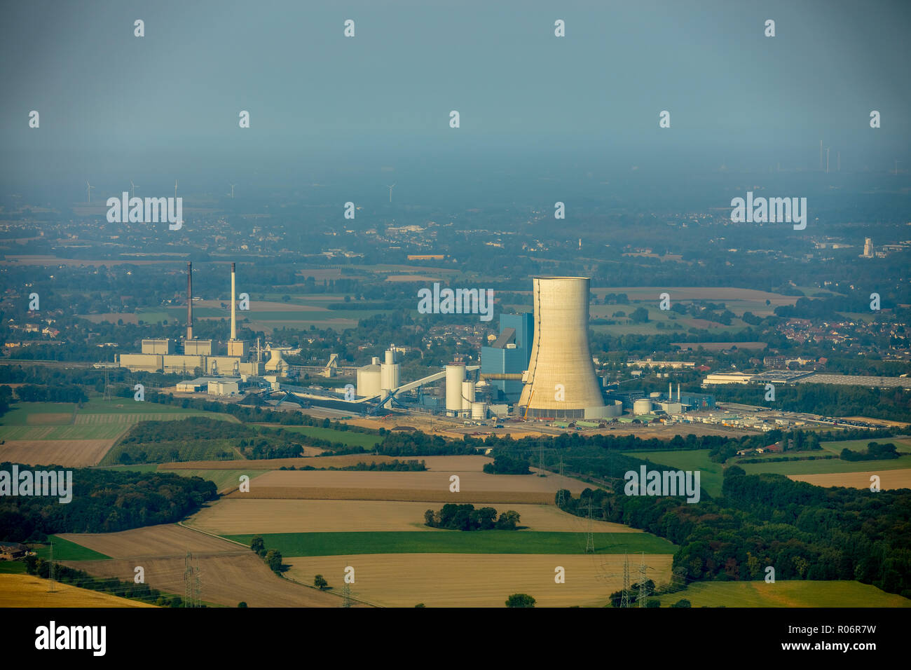Aerial photograph, Uniper coal power plant, former E.ON Datteln4 power station on the Dortmund-Ems Canal, Emscher-Lippe, Datteln, Ruhr area, North Rhi Stock Photo