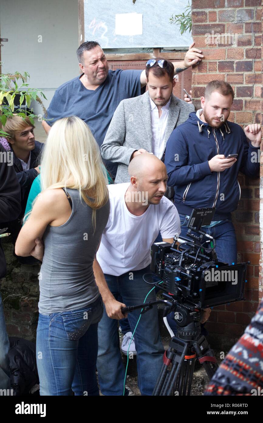 Film crew prepare to film Stock Photo