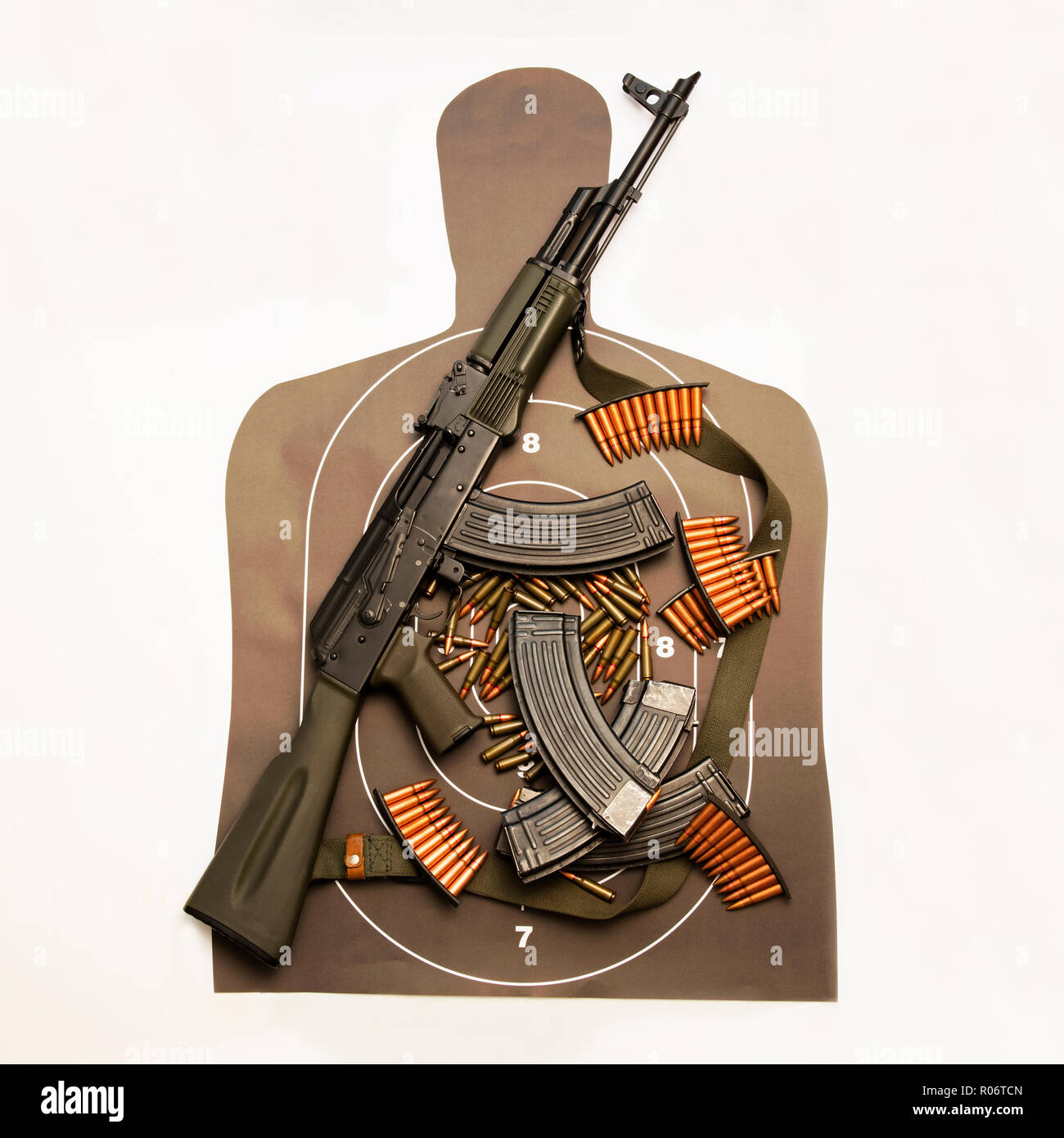 AK-47 assault rifle with high capacity magazine Stock Photo