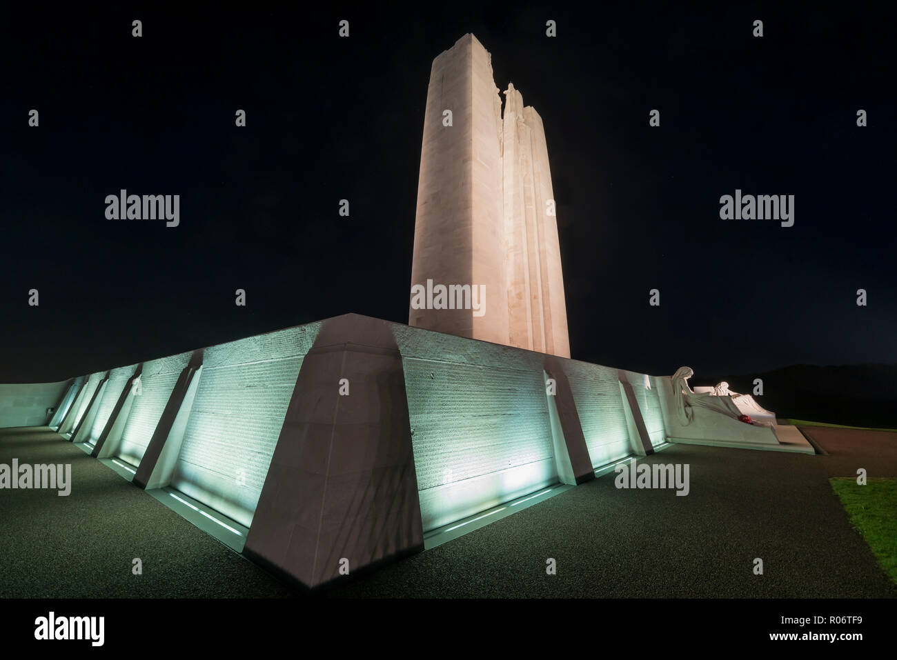 The Canadian First World War memorial at Vimy Ridge at sunset near ...