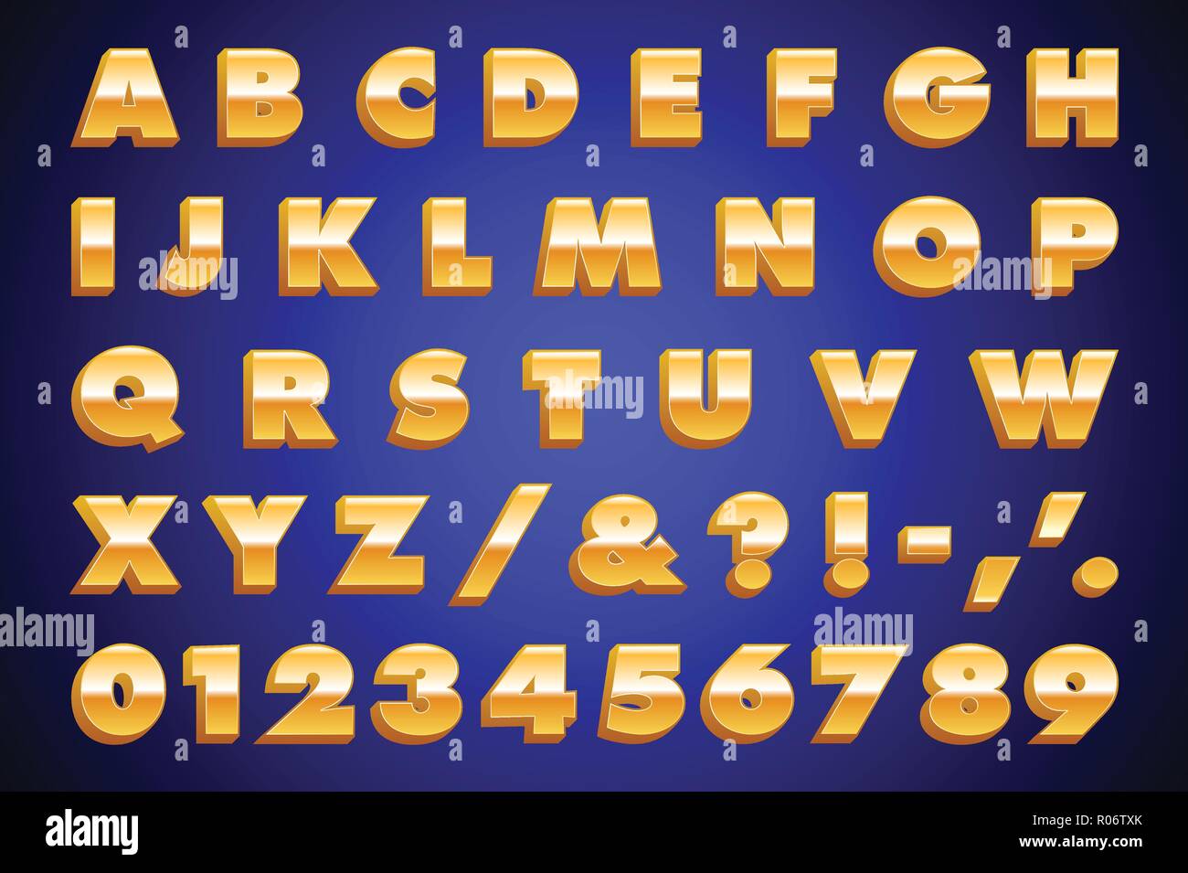 Premium Vector  Gold metallic alphabet letters and numbers