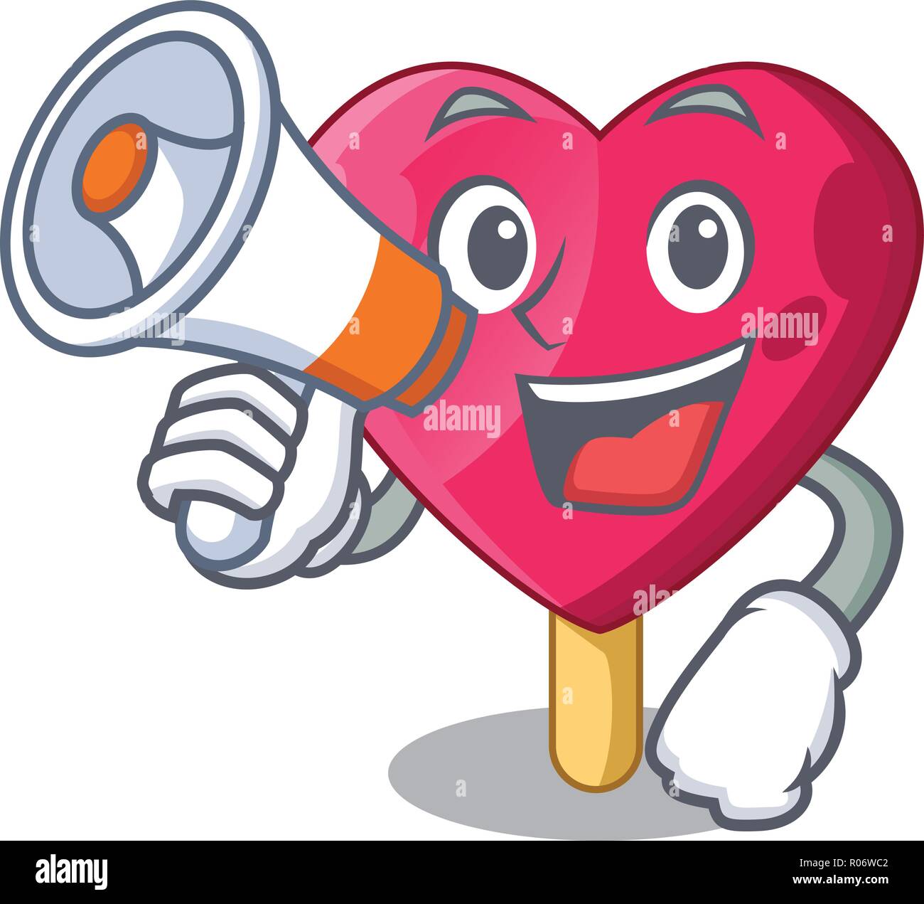 With megaphone chocolate heart on ice cream cartoon Stock Vector