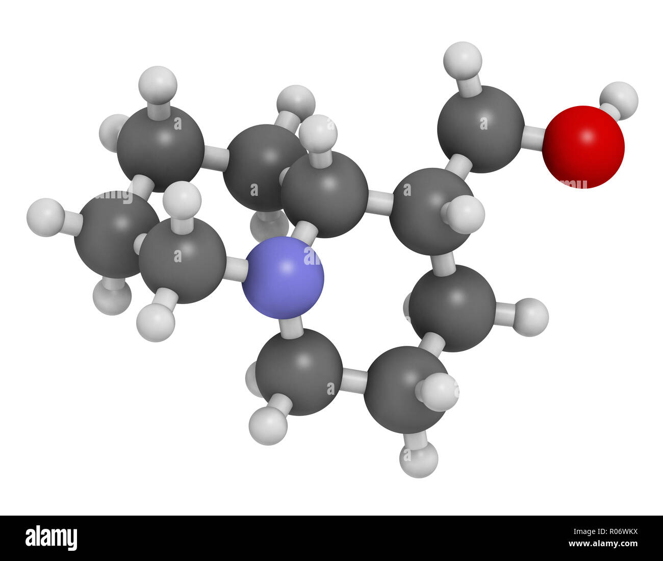 lupinine lupin alkaloid molecule. 3D rendering. Atoms are represented ...