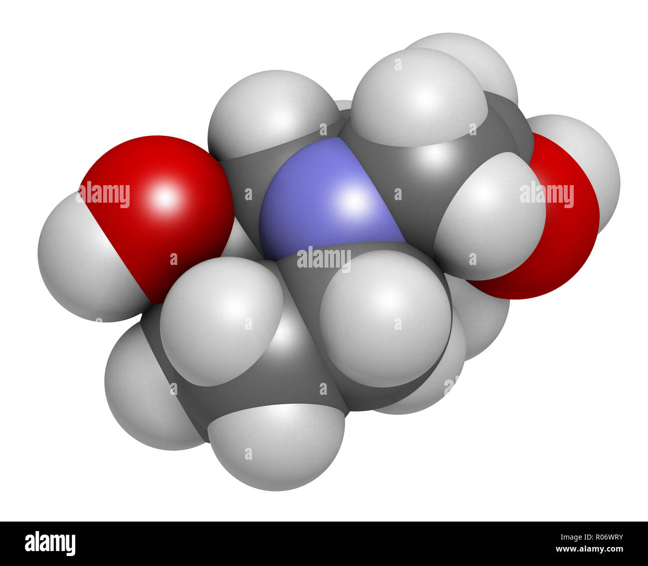 Swainsonine locoweed toxin molecule. Present in Astragalus, Oxytropis and Swainsona plant species. 3D rendering. Atoms are represented as spheres with Stock Photo