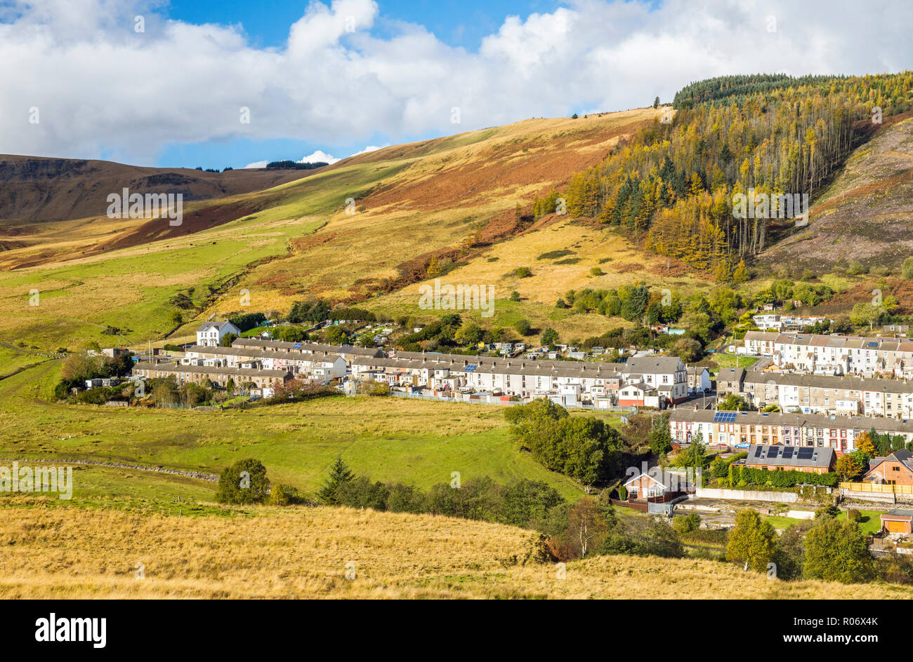 The village of Cwmparc in the Rhondda Valley South Wales Stock Photo