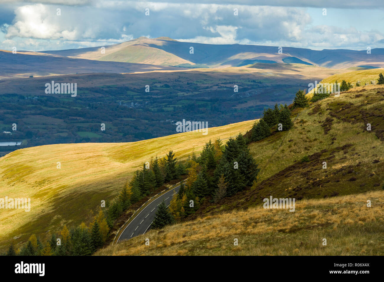 The Central Brecon Beacons seen from the Rhigos Pass South Wales Stock Photo