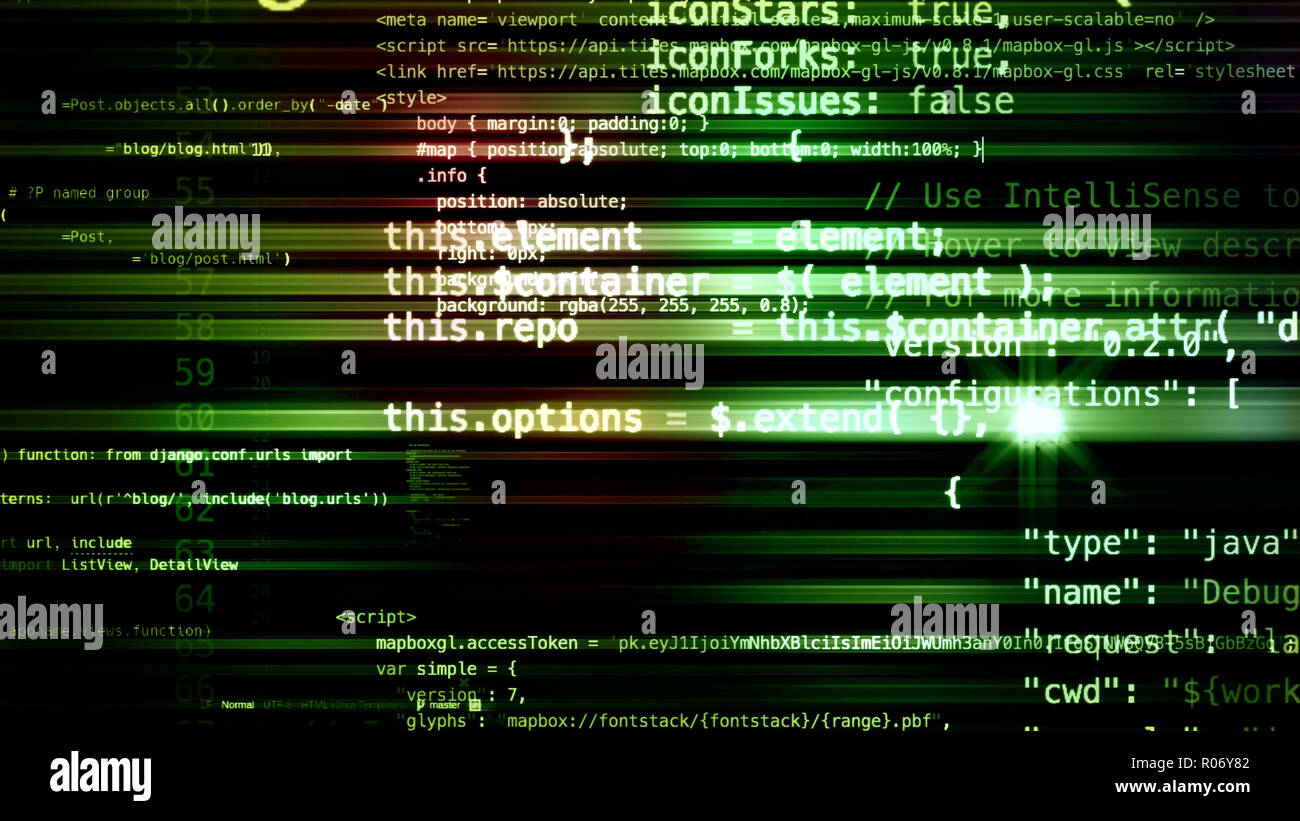 3D rendering abstract blocks of code that are in the virtual space ...