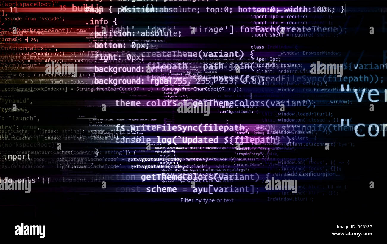 3D rendering abstract blocks of code that are in the virtual space ...