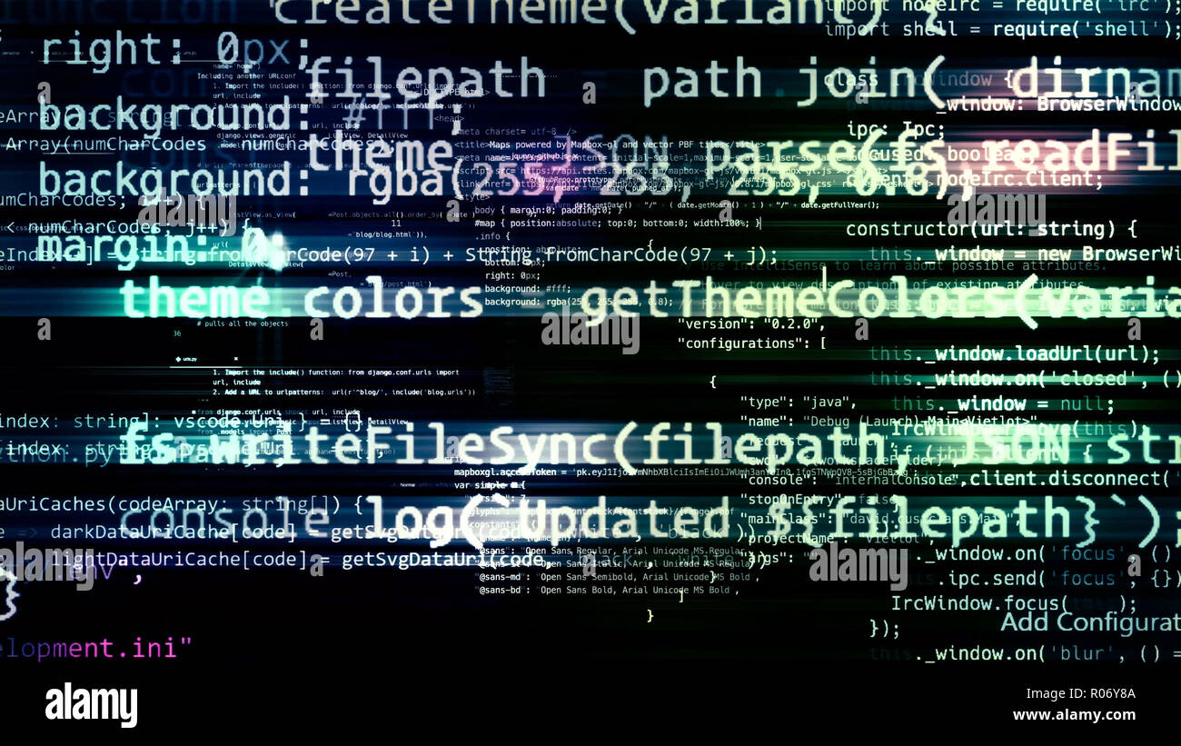 3D rendering abstract blocks of code that are in the virtual space ...