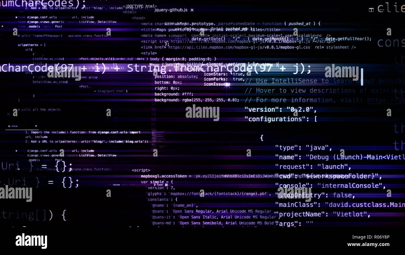 3D rendering abstract blocks of code that are in the virtual space ...