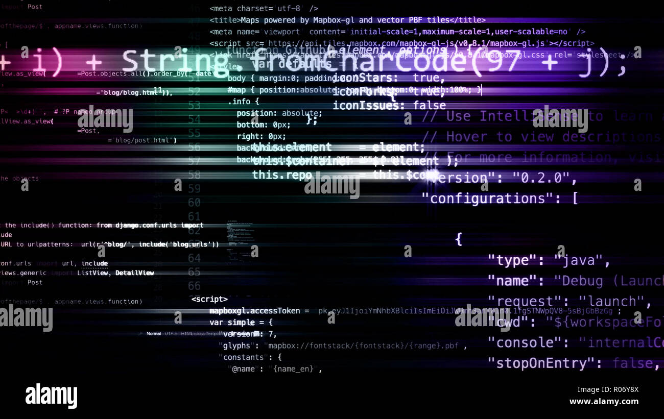 3D rendering abstract blocks of code that are in the virtual space ...
