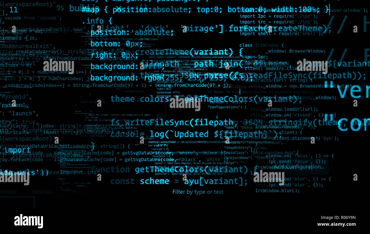 3D-rendering abstract blocks of code that are in the virtual space ...