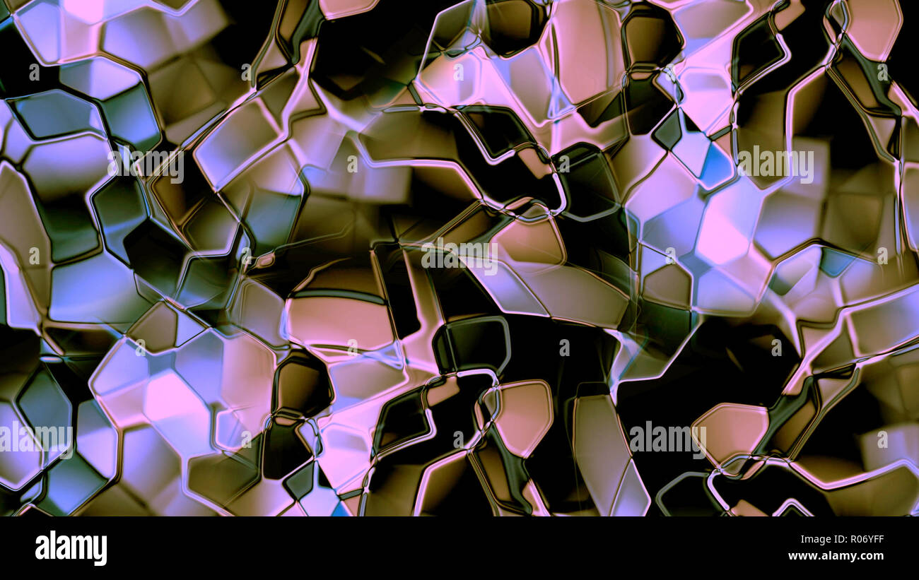 3D rendering of liquid metallic background showing refraction and ...