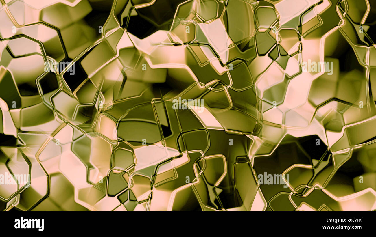 3D rendering of liquid metallic background showing refraction and ...
