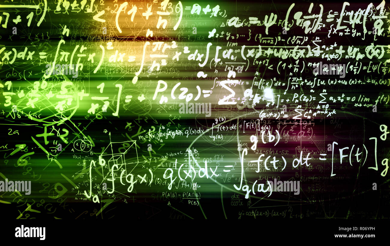 3D rendering abstract blocks of mathematical formulas that are in the ...