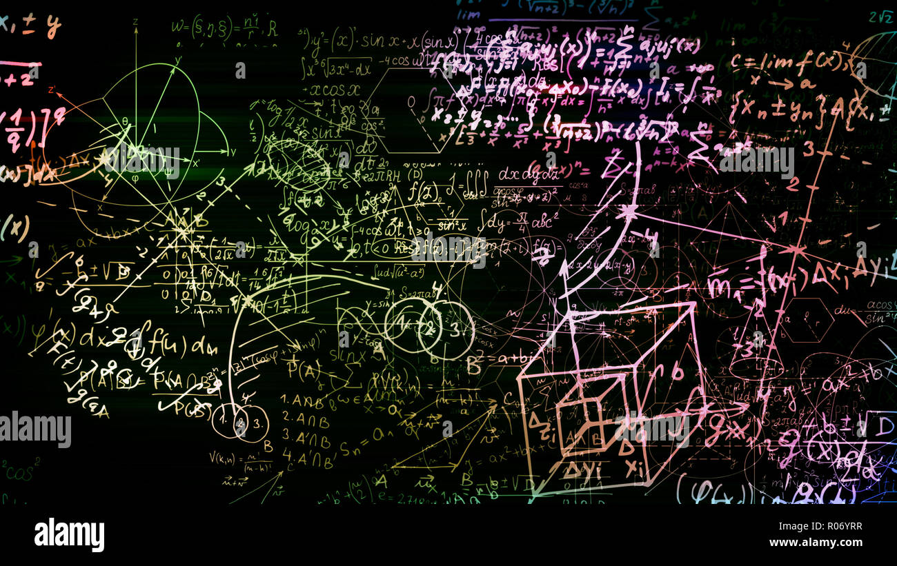 3D rendering abstract blocks of mathematical formulas that are in the ...