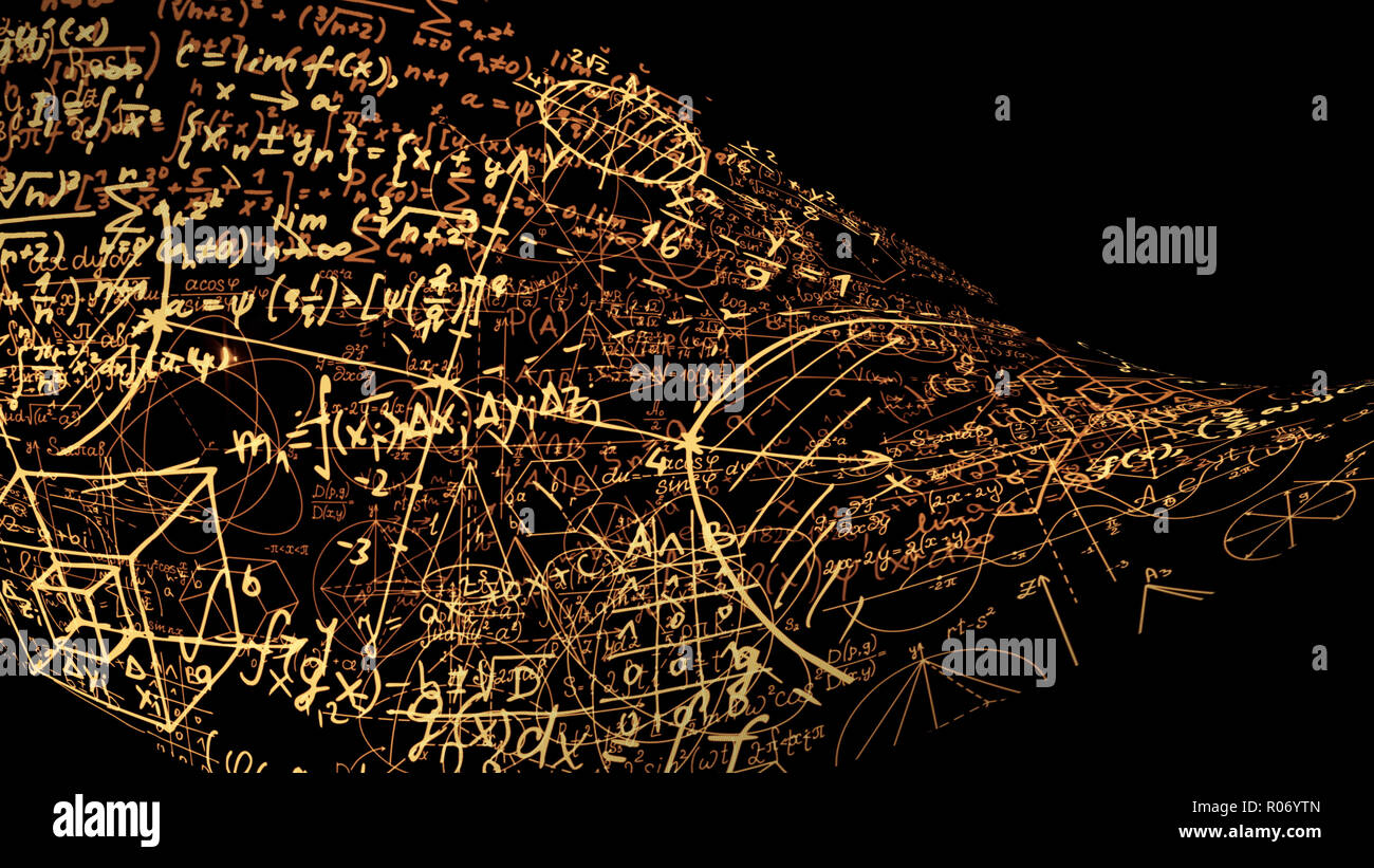High Level Math Formula Without Numbers 3D rendering abstract mathematical formulas in the virtual space ...