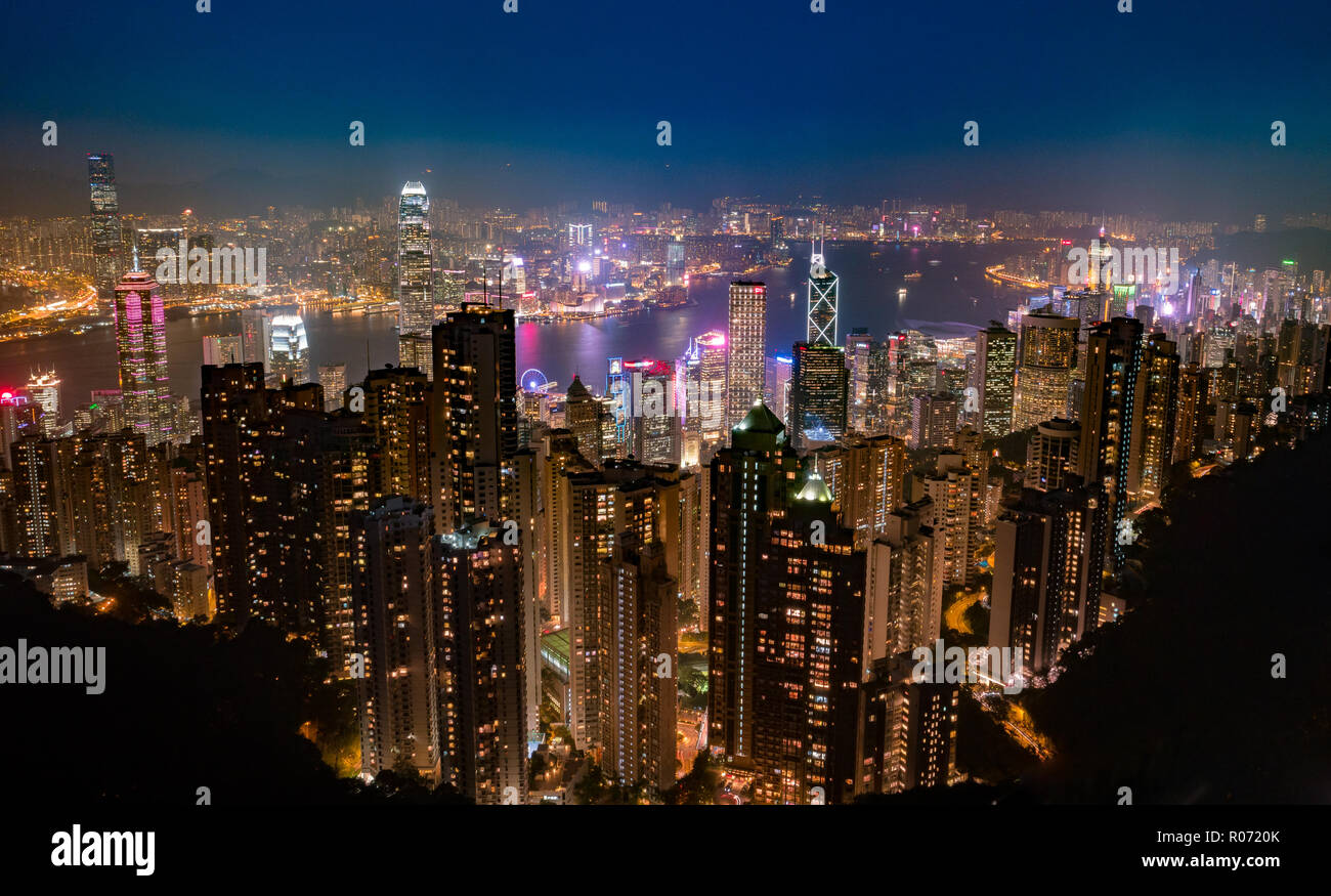 Night view from Victoria Peak in Hong Kong Stock Photo - Alamy