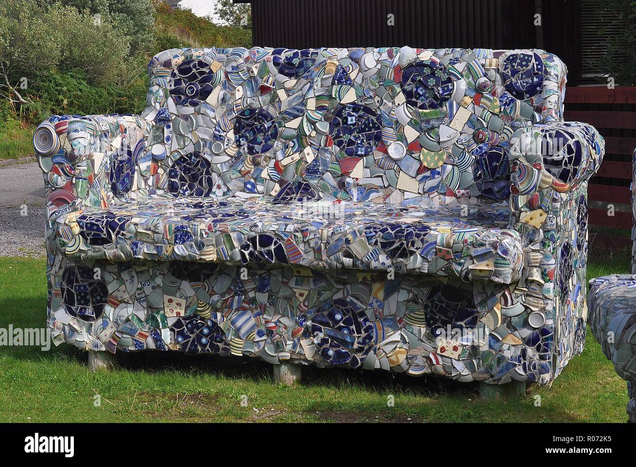 HIGHLAND STONEWARE LARGE DISPLAY SOFA MADE FROM CERAMICS. Stock Photo