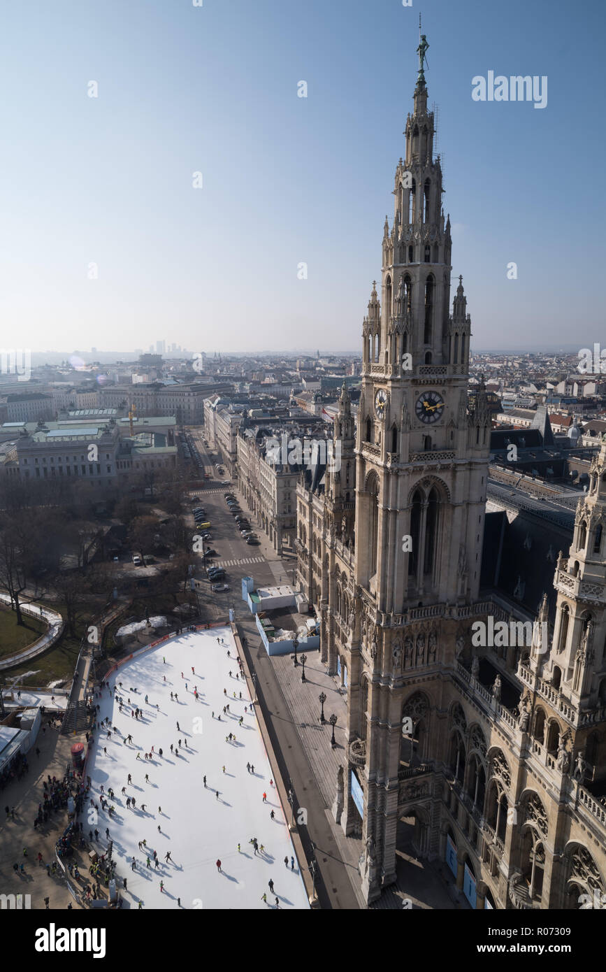 Wien, Rathaus, Eistraum - Vienna, Town Hall, Eistraum, Ice Rink Stock Photo