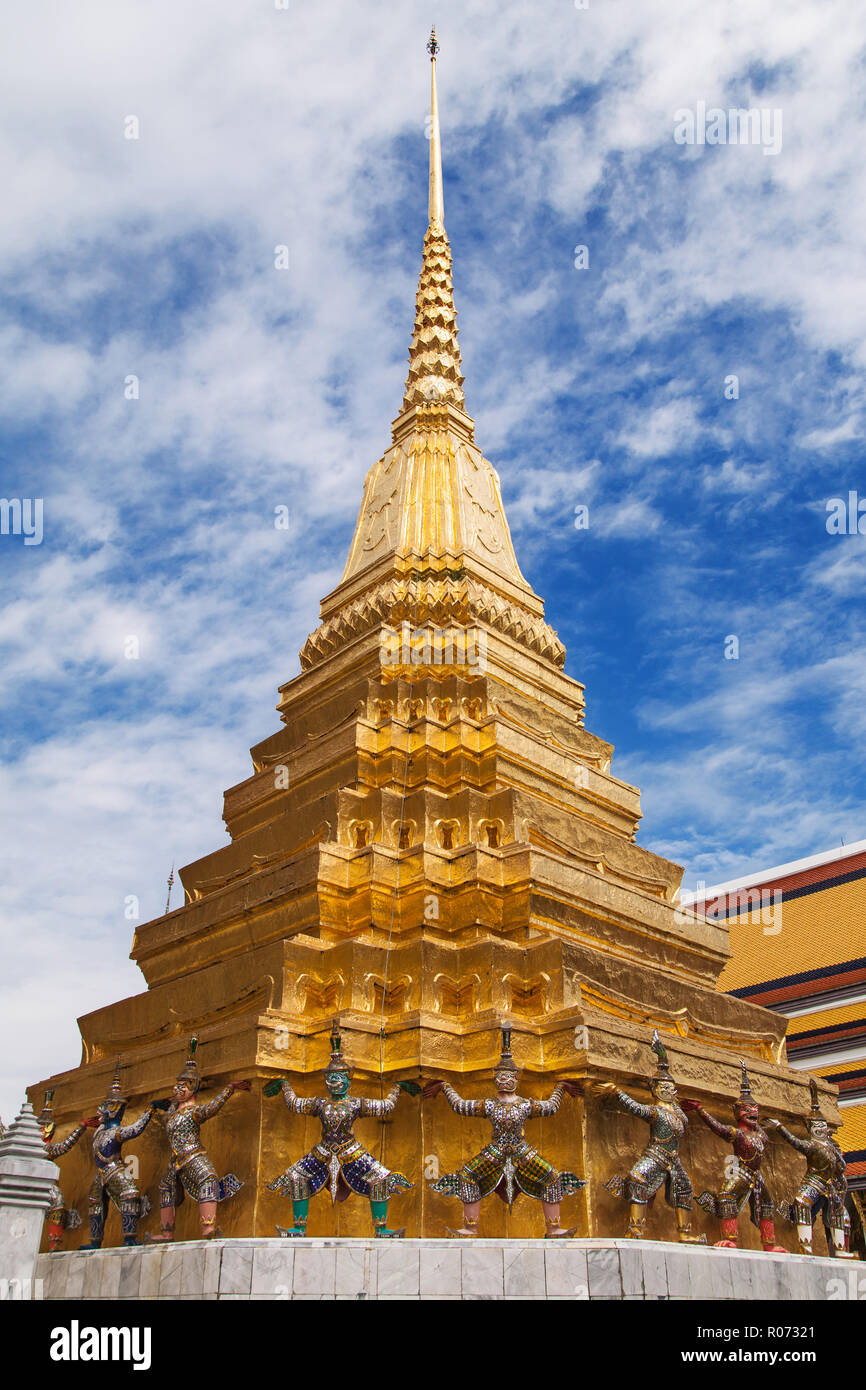 Golden Phra Chedi at Wat Phra Kaew, Bangkok, Thailand. Stock Photo