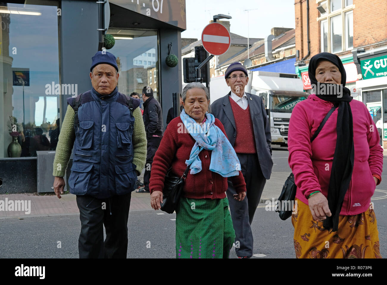 Old Nepalese people in the UK Stock Photo