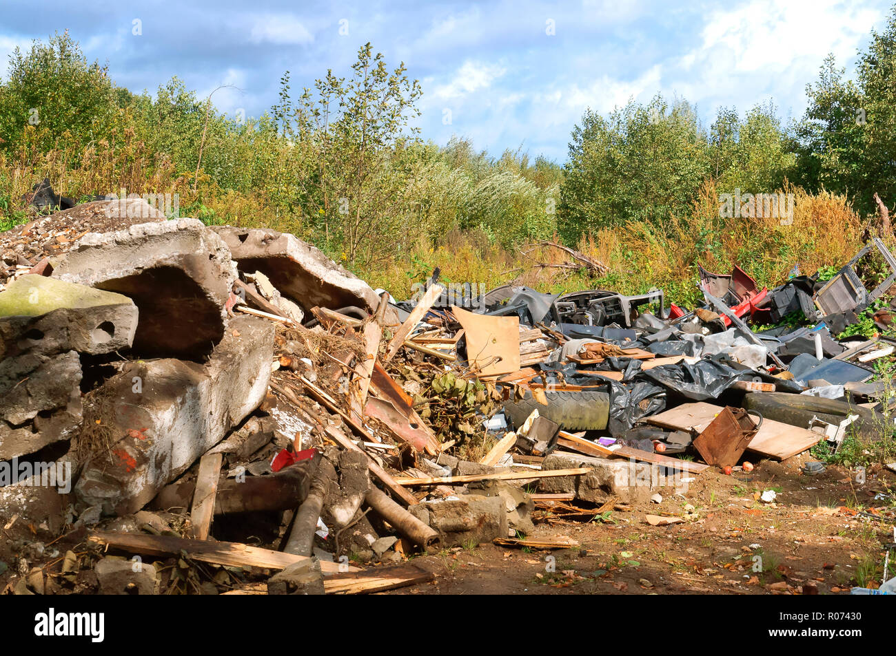 garbage dump in the forest, human pollution Stock Photo - Alamy