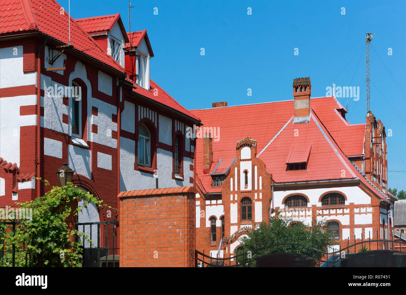 August 9, 2018, Kaliningrad region, Baltiysk, Russia,Water tower infantry barracks, the building of the Baltic fleet of the Russian Federation Stock Photo