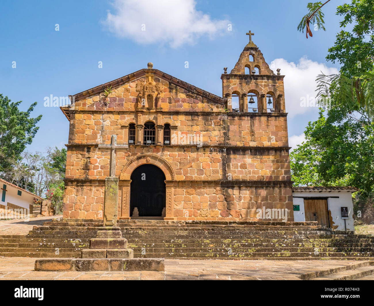 Church of Santa Barbara in Barichara, Colombia Stock Photo