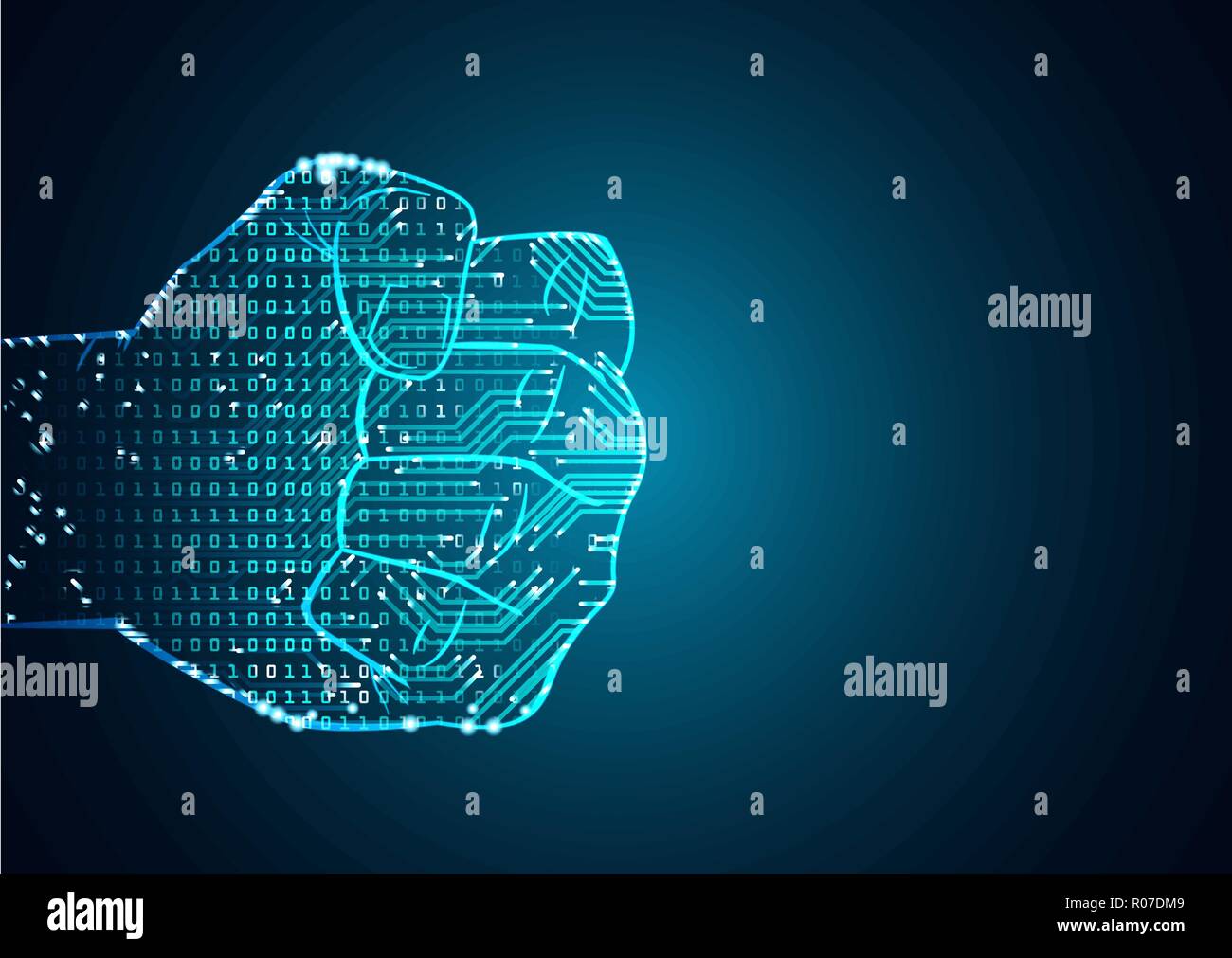 Big data and artificial intelligence domination concept. Stock Vector