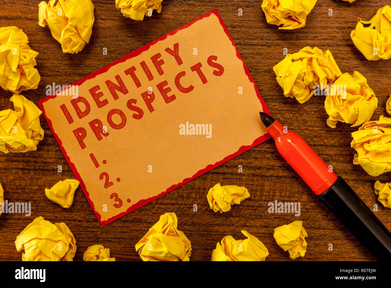 Handwriting text writing Identify Prospects. Concept meaning Possible