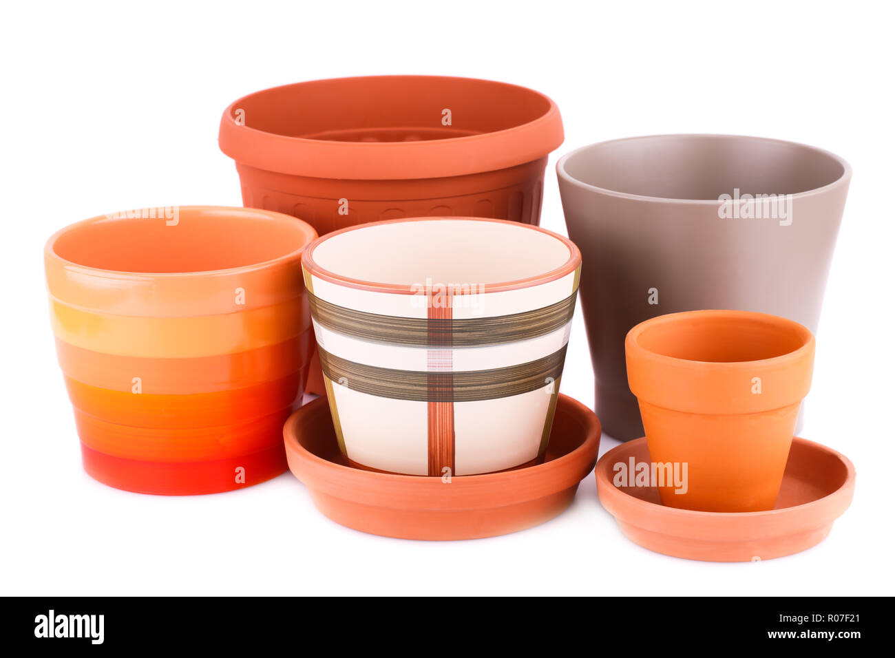 Flower pots isolated on a white background. Stock Photo