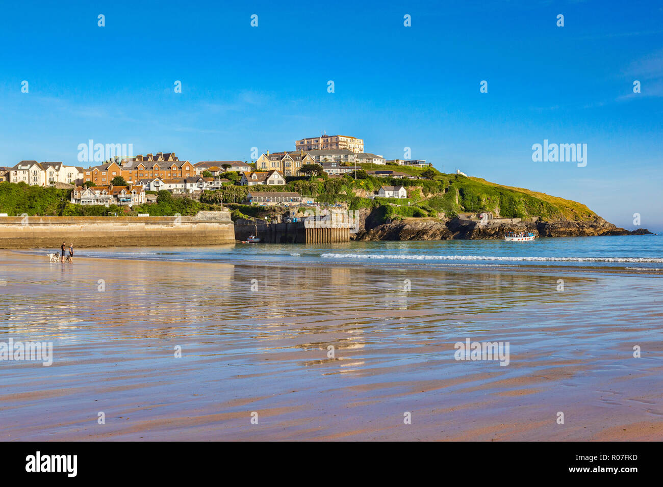 24 June 2018: Newquay, North Cornwall, UK -Towan Beach and Headland. Stock Photo