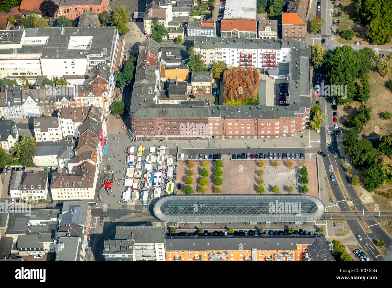 Aerial View Buschmannshof Bus Station Wanne Eickel Converted Tram Stop Opnv Wanne Mitte Market Square Herne Ruhr Area North Rhine Westphalia Stock Photo Alamy