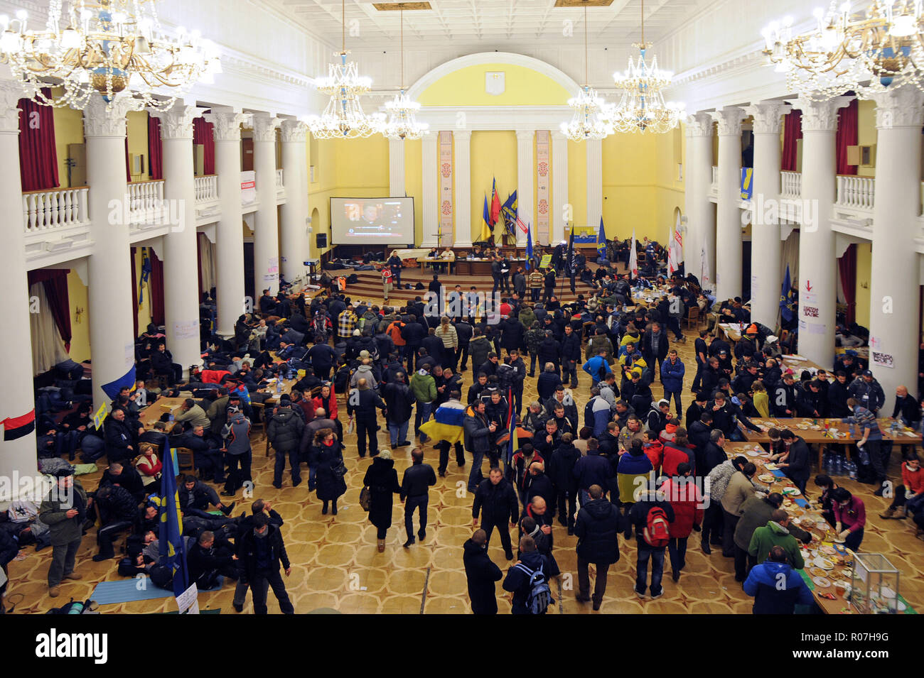nobody rocket owner December 3, 2013 - Kiev, Ukraine: Protesters occupy the Kiev City Hall to  protest their government's rejection of a historic trade deal with the  European Union. The occupied City Hall quickly turned