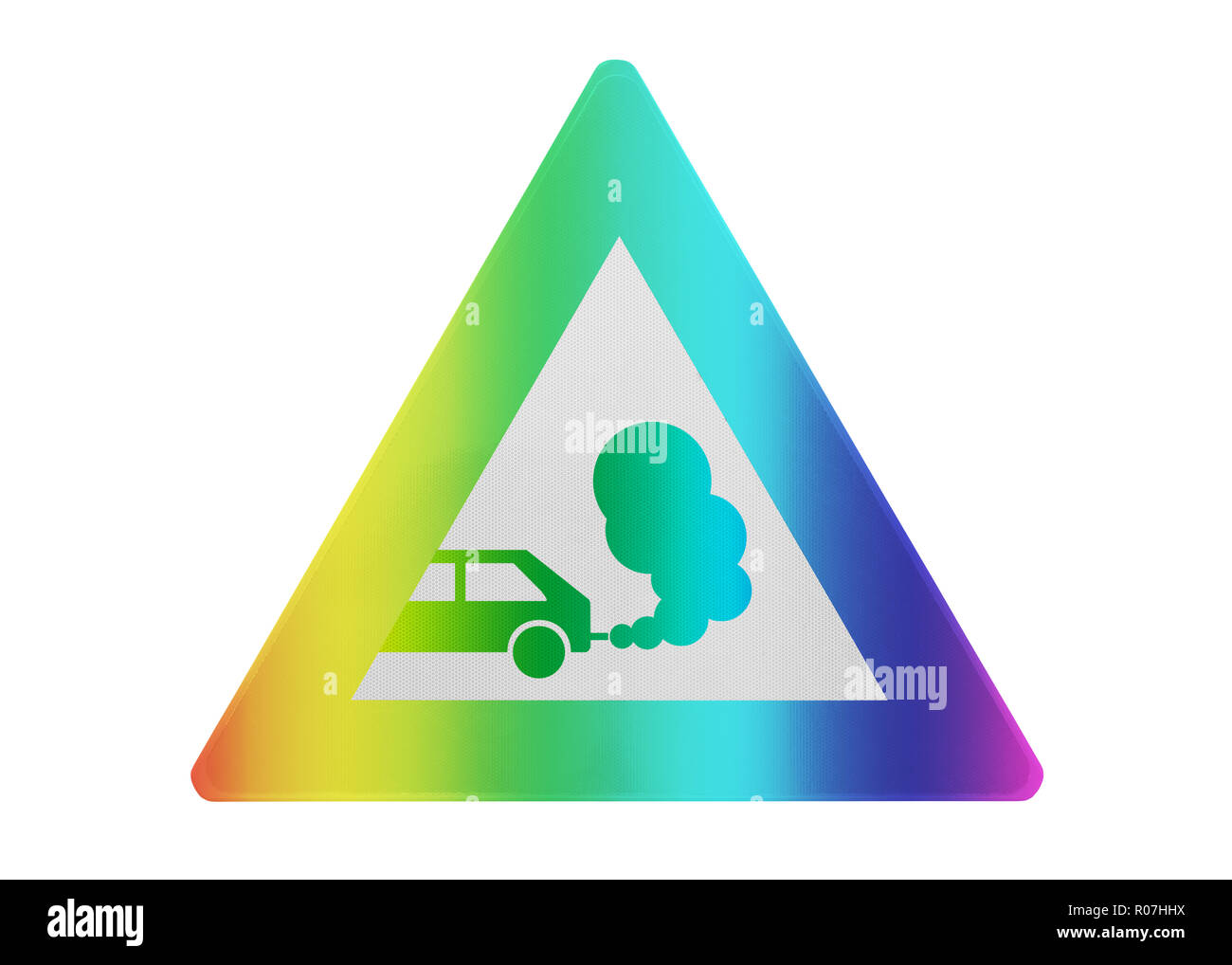 Traffic sign isolated Exhaust fumes Rainbow colored Stock Photo Alamy