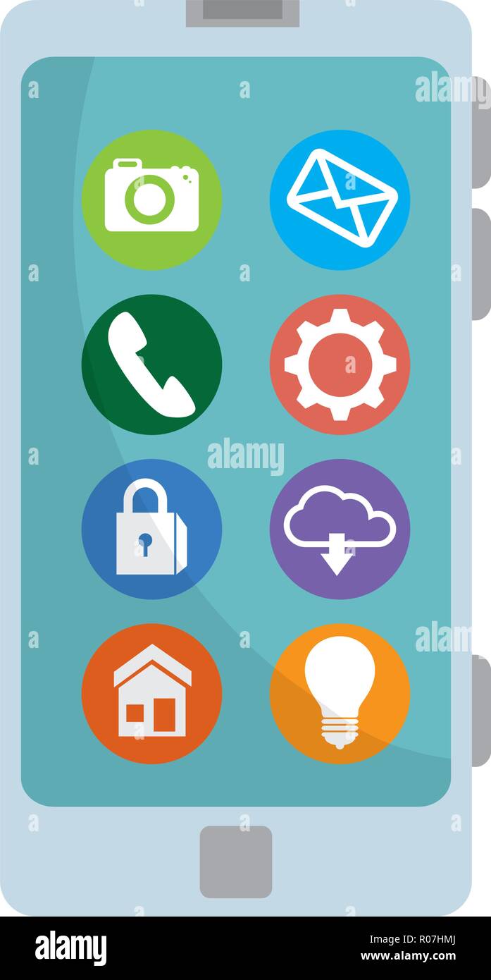 smartphone with social media icons vector illustration design Stock ...