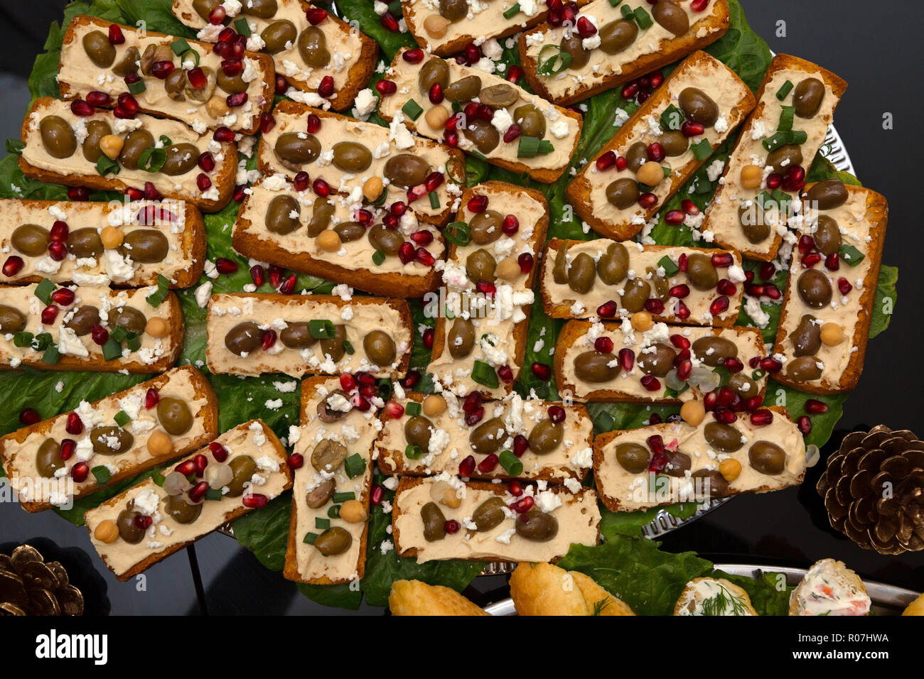 Delicious Party Finger Food With Festive Decorations Stock Photo