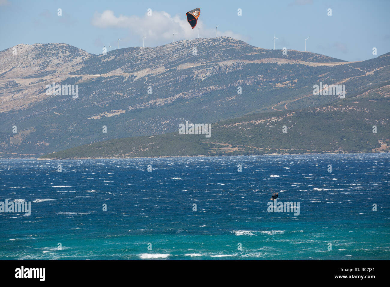 Kite surf in Marmari Greece Stock Photo