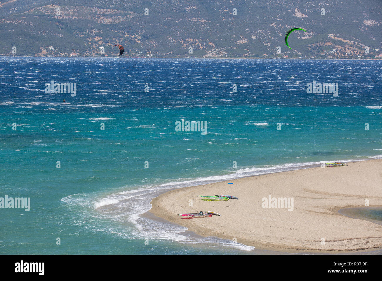 Kite surf in Marmari Greece Stock Photo