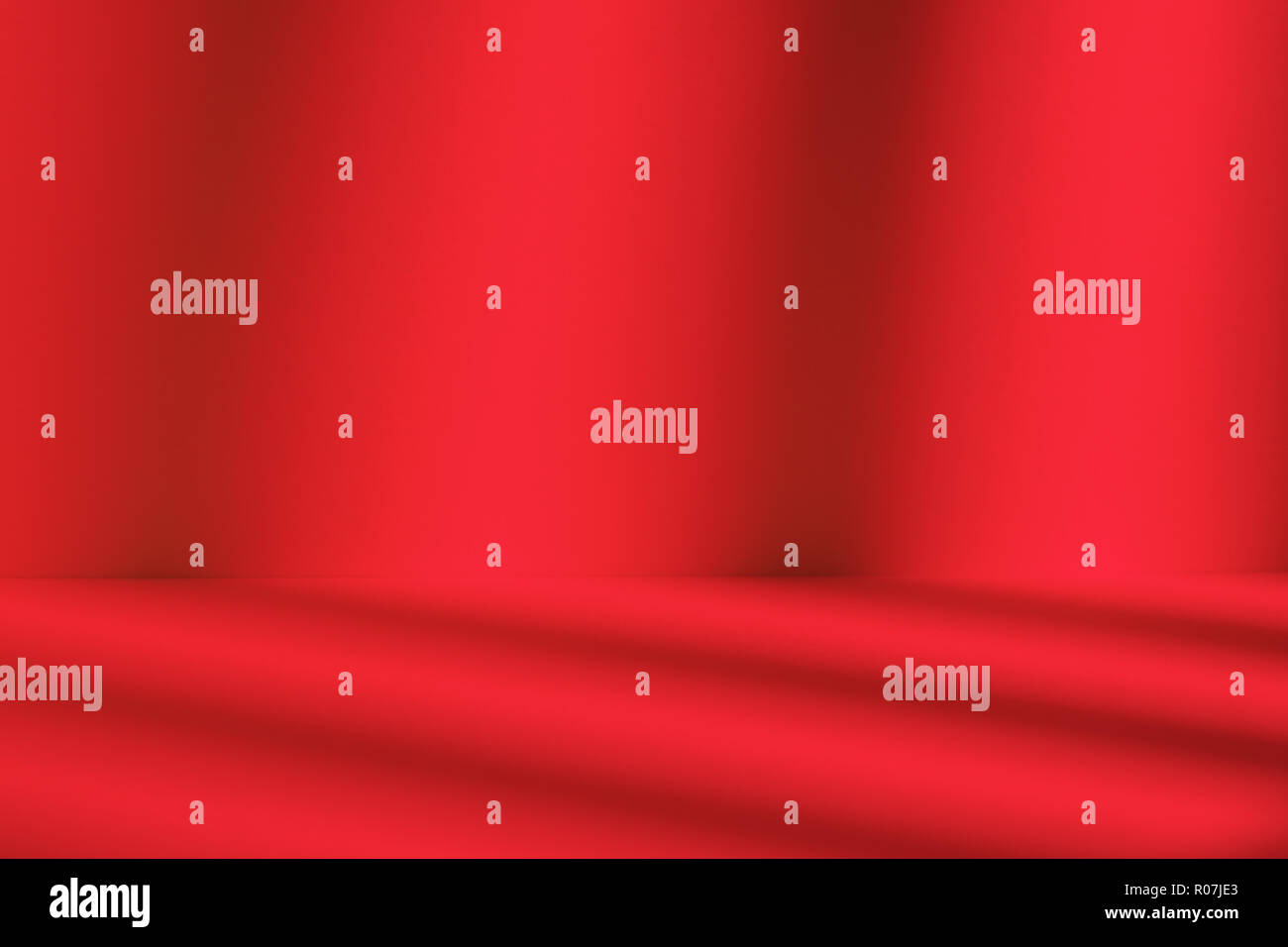 Red studio space with window shadow. Template and background Stock Photo