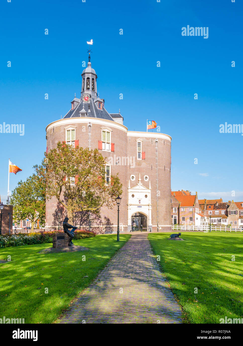 Drommedaris south city gate in harbour of Enkhuizen, North Holland, Netherlands Stock Photo